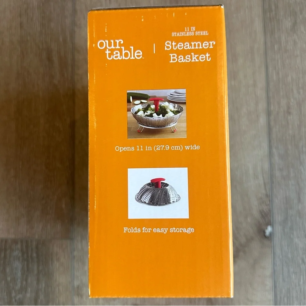 NWT Stainless Steel Steamer Basket Red Handle